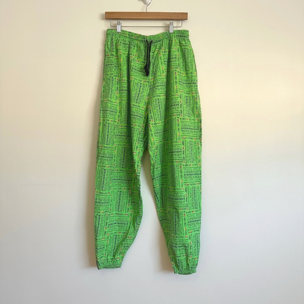 VTG 80s Pacific Heat Neon Pants Medium Beach Surfer Balloon Baggy Geometric